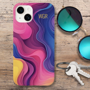 Abstract Kleurrijke Wervelingen Monogram Case-Mate iPhone 14 Hoesje