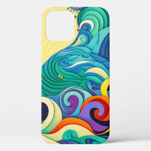 Abstract Kleurrijke Zon Golven Lijn Kunst Illustra Case-Mate iPhone Case (Achterkant)