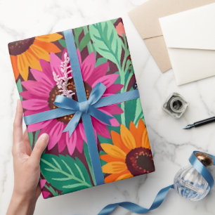 Abstract Kleurrijke Zonnebloemen Inpakpapier