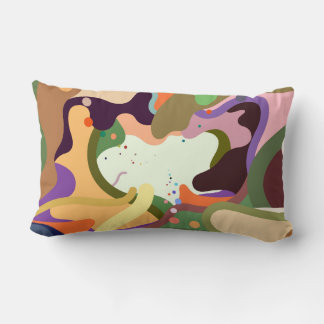 Abstract Kleurspat Lumbar Kussen – Modern Kunst