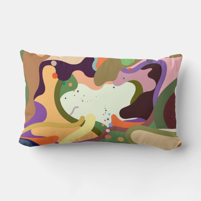 Abstract Kleurspat Lumbar Kussen – Modern Kunst (Achterkant)