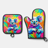Abstract Koala-ontwerp Ovenwant & Pannenlap Set (Voorkant)