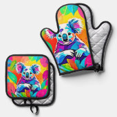Abstract Koala-ontwerp Ovenwant & Pannenlap Set (Voorkant / Achterkant)