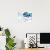 Abstract kobalt blauw 1 poster (Thuiskantoor)