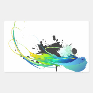 Abstract koel water Verf Spletters Rechthoekige Sticker