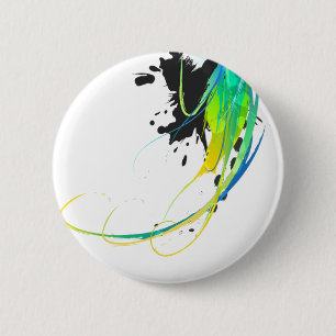 Abstract koel water Verf Spletters Ronde Button 5,7 Cm