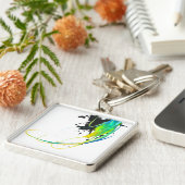 Abstract koel water Verf Spletters Sleutelhanger (Zijkant)