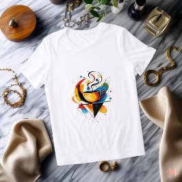 Abstract koffiebeker T-shirt | Kleurrijke artistie