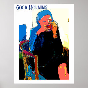 Abstract KoffiePoster Morning, voeg tekst Poster t