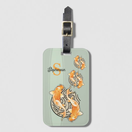 Abstract Koi Fish en Monogram Bagagelabel (Voorkant (verticaal))