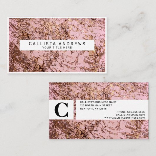 Abstract koper Blush roze acrylverf Visitekaartje (Voorkant / Achterkant)