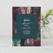 Abstract koper donkergroen stoffig roze bruids kaart (Staand voorkant)