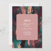 Abstract koper donkergroen stoffig roze bruids kaart (Voorkant)