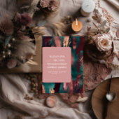 Abstract koper donkergroen stoffig roze bruiloft kaart