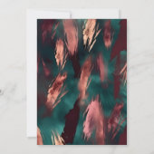 Abstract koper donkergroen stoffig roze bruiloft kaart (Achterkant)