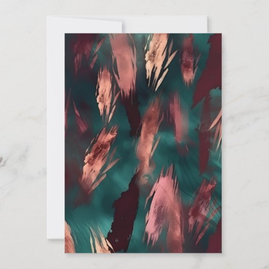 Abstract koper donkergroen stoffig roze bruiloft kaart (Achterkant)