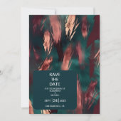 Abstract koper donkergroen stoffig roze bruiloft save the date (Voorkant)