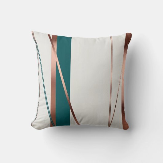 Abstract koper met accenten van Blauwgroen kussen (Voorkant)