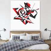 Abstract Koppel met Viool Canvas Afdruk (Insitu (Slaapkamer))