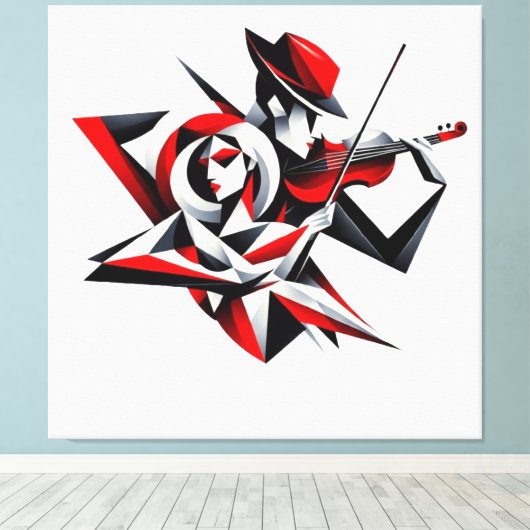 Abstract Koppel met Viool Canvas Afdruk (Insitu (Houten vloer))
