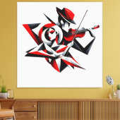 Abstract Koppel met Viool Canvas Afdruk (Insitu (Woonkamer))