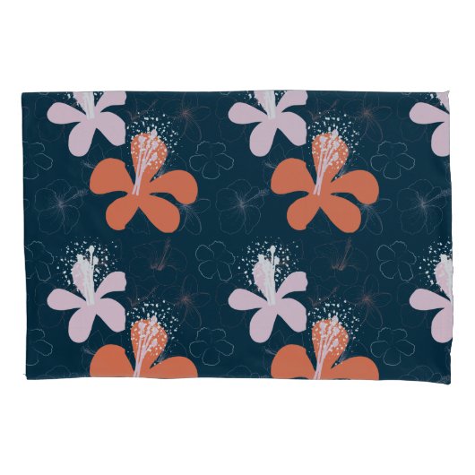 Abstract koraal Blush Hibiscus Pattern Kussensloop (Voorkant)