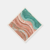 Abstract Koraal en Blauwgroen Servet (Hoek)