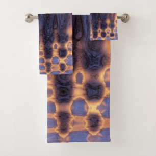 Abstract koraal en paarse golvende tie-dye wolken bad handdoek