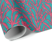 Abstract koraal, gebold roze en Blauwgroen Cadeaupapier (Rol Hoek)