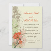 Abstract Koraal Limoen Bloemen Swirls Bruiloft Uit Kaart (Voorkant)