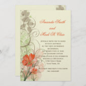 Abstract Koraal Limoen Bloemen Swirls Bruiloft Uit Kaart (Voorkant / Achterkant)