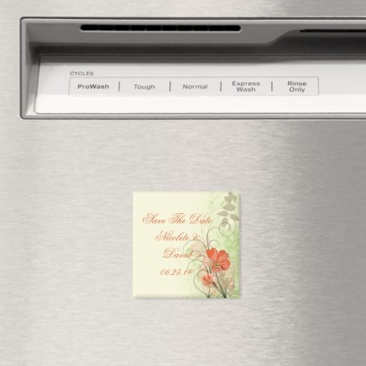 Abstract koraal Limoen bloemenbewaar de datummagne Magneet (Insitu (Vaatwasser))