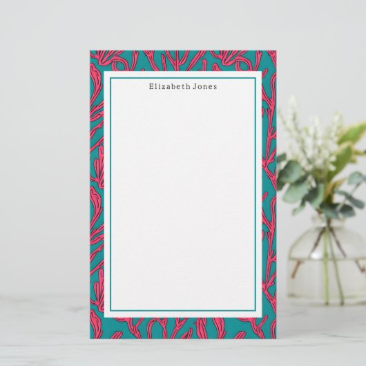 Abstract koraal Tropisch Vet Patroon Briefpapier (Staand voorkant)