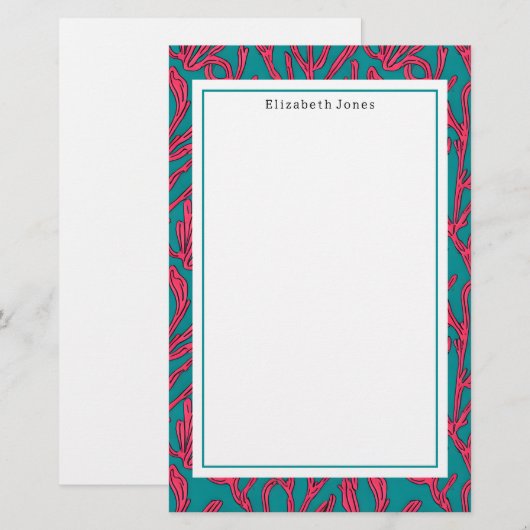 Abstract koraal Tropisch Vet Patroon Briefpapier (Voorkant / Achterkant)