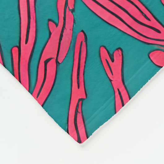 Abstract koraalrif roze en Blauwgroen patroon Fleece Deken (Hoek)