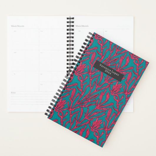 Abstract koraalrif roze en Blauwgroen patroon Planner (Display)