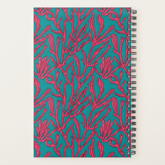 Abstract koraalrif roze en Blauwgroen patroon Planner (Achterkant)