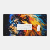 Abstract Kosmisch Leven Leeuw Portret Bureaumat (Keyboard & Muis)