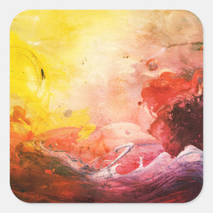 Abstract Kosmisch Universum Schilderij Vurige Kleu Vierkante Sticker