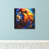 Abstract Kosmisch Wilde Leeuw Portret Canvas Afdruk (Insitu (Houten vloer))