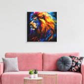 Abstract Kosmisch Wilde Leeuw Portret Canvas Afdruk (Insitu (Woonkamer))