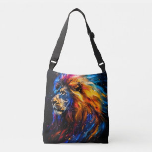 Abstract Kosmisch Wilde Leeuw Portret Crossbody Tas