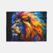 Abstract Kosmisch Wilde Leeuw Portret Fleece Deken (Voorkant (Horizontaal))