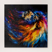 Abstract Kosmisch Wilde Leeuw Portret Legpuzzel (Horizontaal)