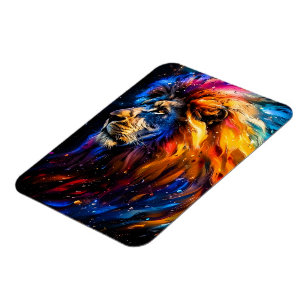 Abstract Kosmisch Wilde Leeuw Portret Magneet