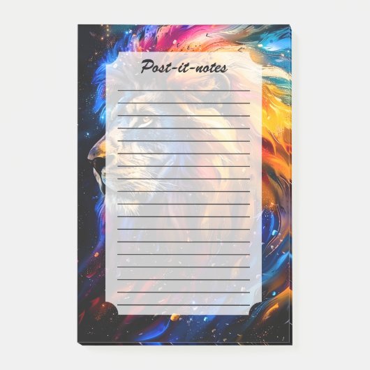Abstract Kosmisch Wilde Leeuw Portret Post-it® Notes (Voorkant)
