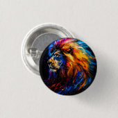 Abstract Kosmisch Wilde Leeuw Portret Ronde Button 3,2 Cm (Voorkant /achterkant)