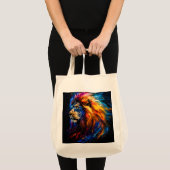 Abstract Kosmisch Wilde Leeuw Portret Tote Bag (Voorkant (product))