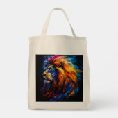 Abstract Kosmisch Wilde Leeuw Portret Tote Bag (Achterkant)