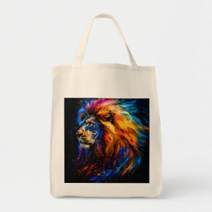 Abstract Kosmisch Wilde Leeuw Portret Tote Bag
